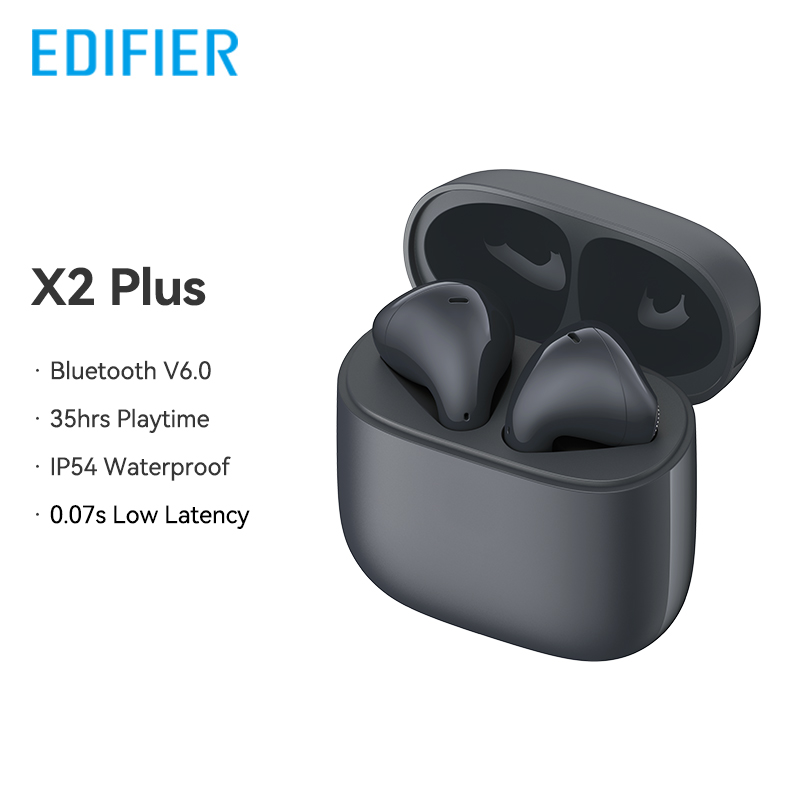 Edifier X2 Plus True Wireless Earbuds TWS Bluetooth Earphone 70ms Low Latency Bluetooth V6.0 IP54 Waterproof 35Hrs Playtime