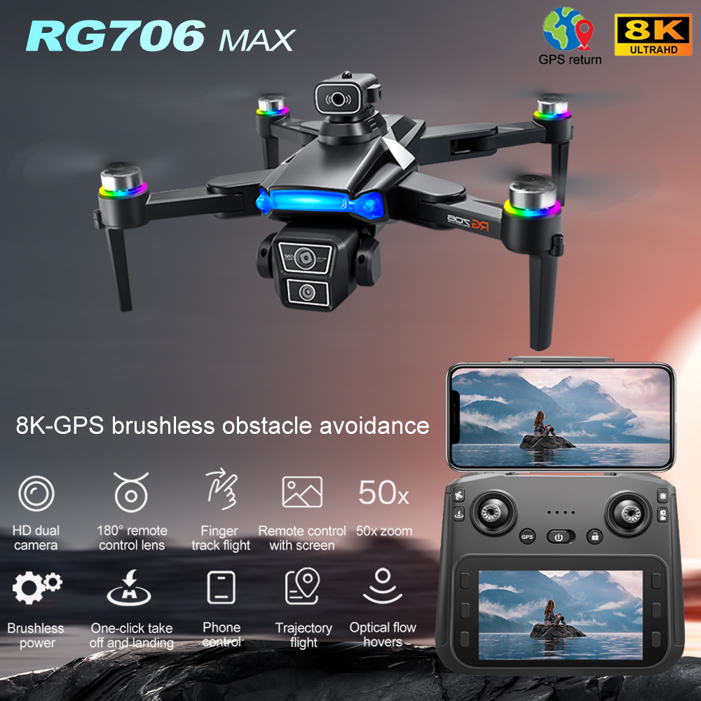 JJRC RG706 Max GPS Drone With 8K HD Dual Camera Brushless 360° Obstacle Avoidance Drones 5G WIFI FPV Aircraft RC Quadcopter Toy