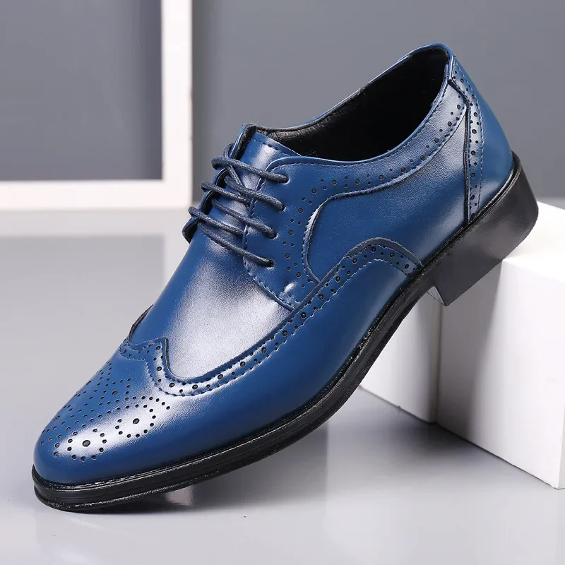 Genuine Leather Dress Shoes Men Summer Hollow Out Plus Size Luxury Cowhide Man Business Shoes Wedding Footwear Casual Shoe Male