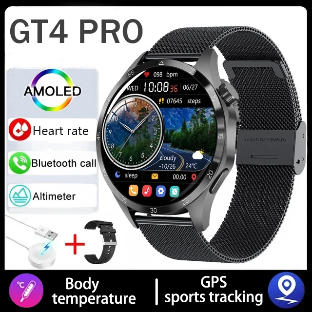 2025 New Mens Smart Watch 360 * 360 Bluetooth Call Smartwatch AMOLED Screen GPS Smart Watches NFC Waterproof Smart Watch for Men