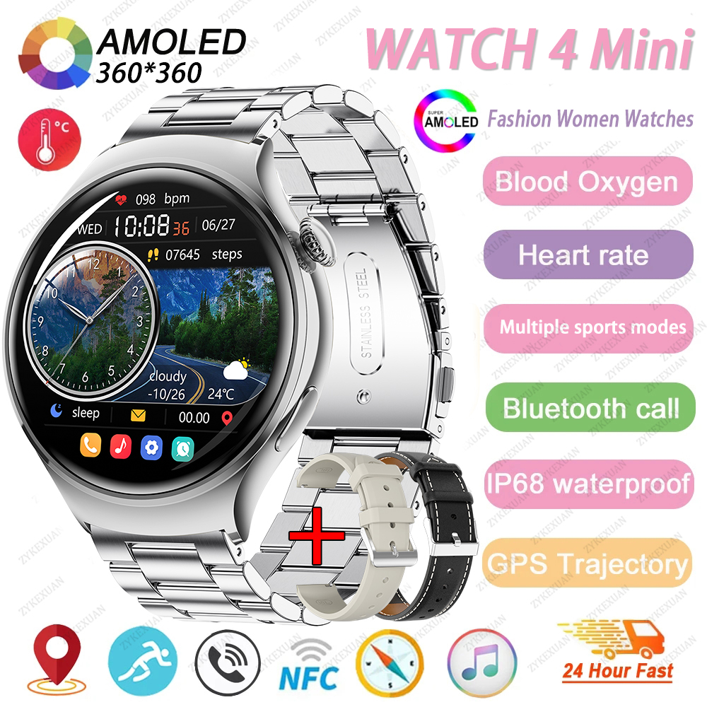 2025 New GPS NFC Bluetooth Call Smartwatch  Women Watch 4 mini Sports Track Heart Rate Oximetry Monitor Health Smartwatch Woman
