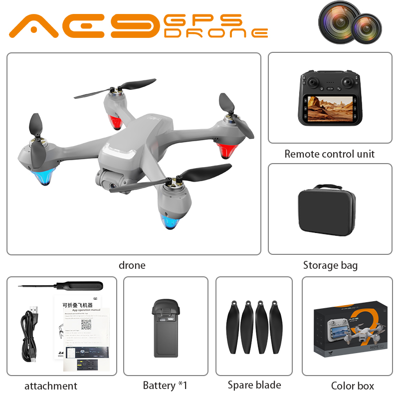 AE9 GPS Drone 4K Professional HD Camera Aerial FPV Brushless Optical Flow with Large Screen Remote Control Quadcopter Boys Toys