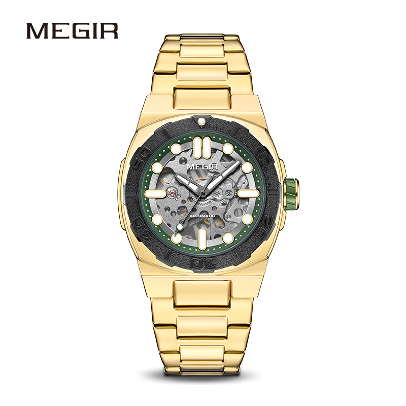MEGIR Brand New Fashion Automatic Date Quartz Watch for Men Stainless Steel Waterproof Mechanical Mens Watches Relogio Masculino