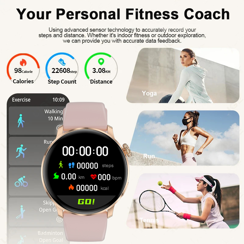 2025New Women's AI Smart Diagnosis Smart Watch HRV+PPG Blood Pressure & Oxygen Monitor IP68 Waterproof NFC Smartwatch for Xiaomi