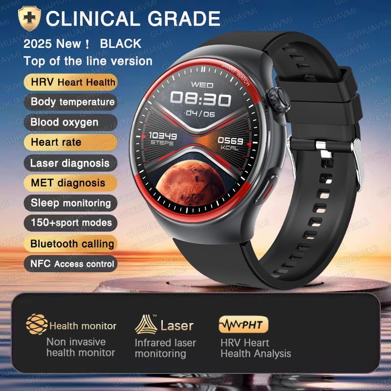 2025 New Nursing Health laser Cure Blood pressure Smart Watch Men Heart rate Pulse Sleep Bluetooth call Body Monitor Smartwatch