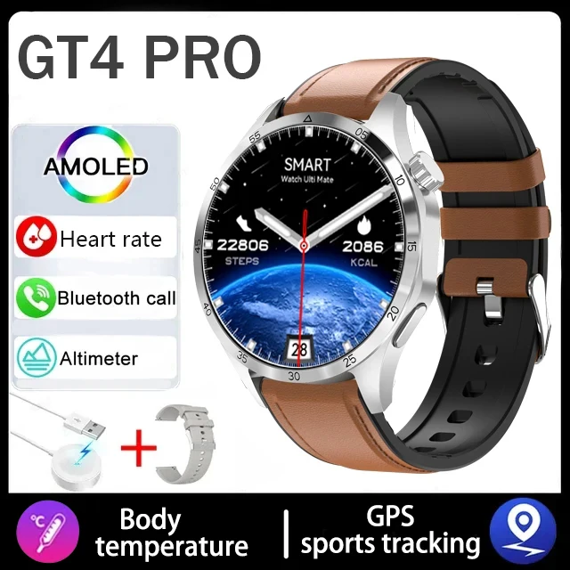 2025 New Mens Smart Watch 360 * 360 Bluetooth Call Smartwatch AMOLED Screen GPS Smart Watches NFC Waterproof Smart Watch for Men