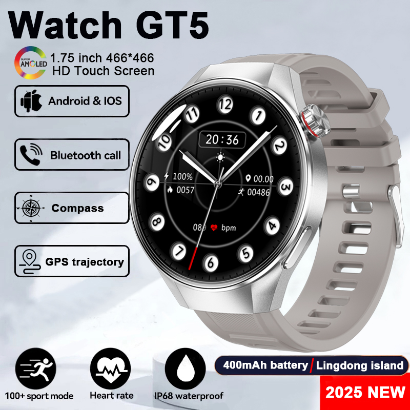 For Huawei Xiaomi GPS Track Smart Watch Men Women 1.75-Inch HD AMOLED Screen Compass Sport Bluetooth Call Smartwatch 2025 New