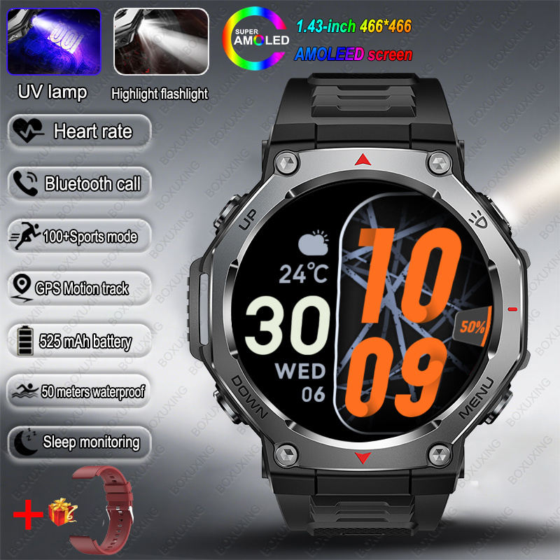 2025 NEW For HUIAWE GPS Smart Watch Men 10ATM IPX8 Waterproof Smart Watches Compass Altimeter Barometric 1.43'' AMOLED Bracelet