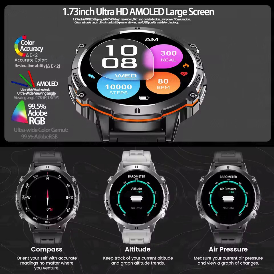 Men Smartwatch High End Sports Watches 1000mAh Large Battery Waterproof Durable AI Custom dial  TREX3  Smart Watch For Men women