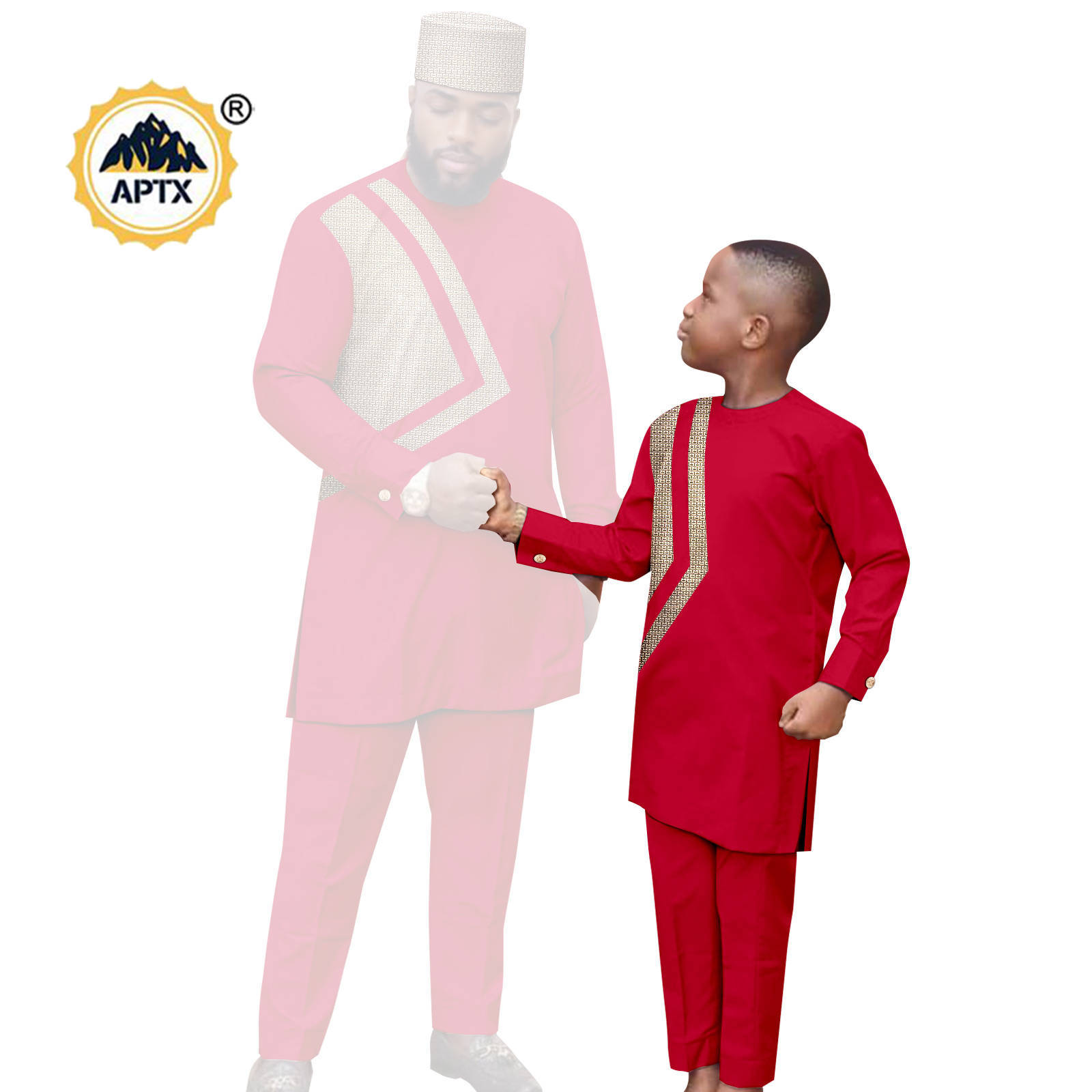 African Clothes for Family Dashiki Men Outfits Hat Top Shirt and Pant Sets Bazin Riche Father and Son Children Outwear 24F024