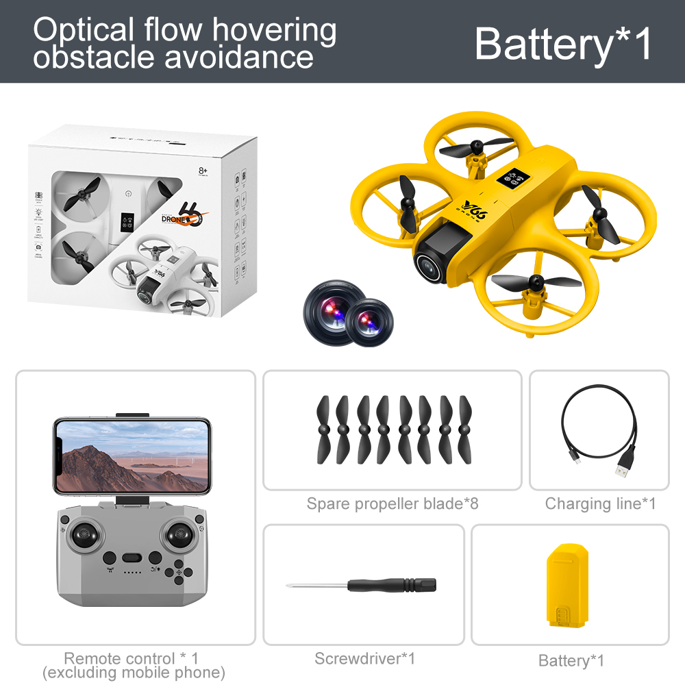 V66 Mini Drone 4K Profesional Dual Camera Headless Mode Obstacle Avoidance WiFi FPV Dron 360° Flip RC Quadcopter Toys for Kids