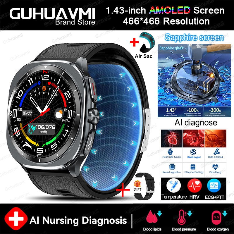 Airbag measurement Smart Watch Men ECG Air Pump Blood Pressure Blood Oxygen BT Call NFC SmartWatch For Man Android iOS upgrade