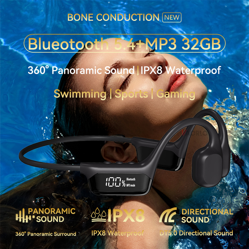 Xiaomi Mijia Bone Conduction Earphones IPX8 Waterproof Headset for Swimming Bluetooth 5.4 Wireless Sport Headphones MP3 32G RAM