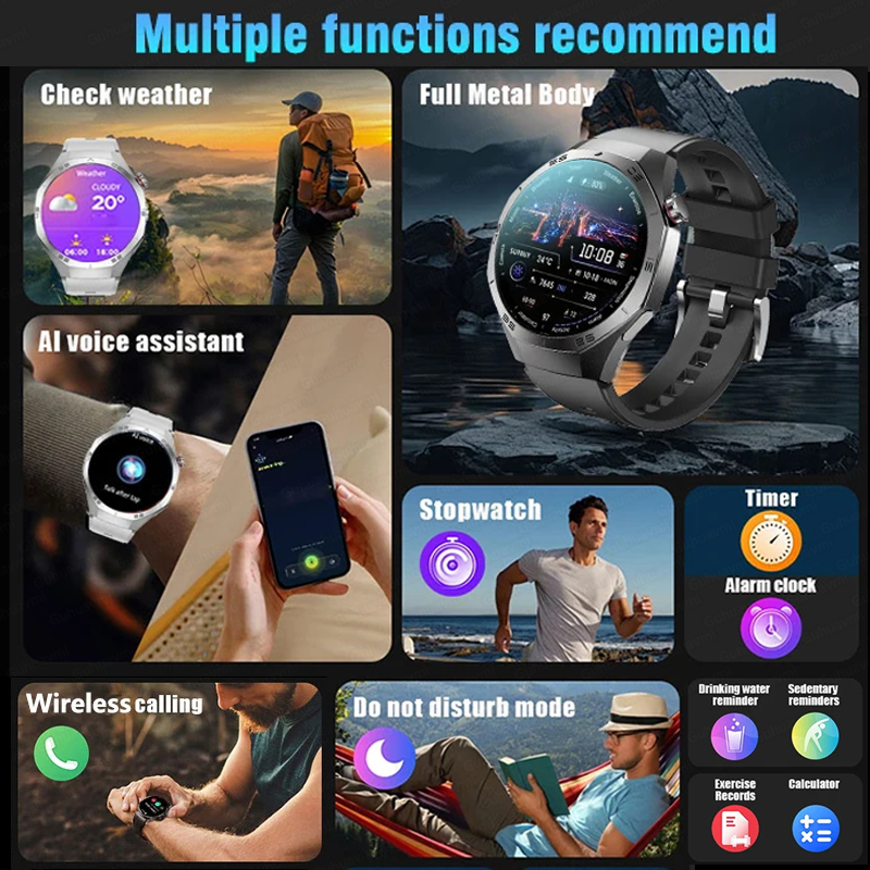 2025 Guhuavm Watch GT5Pro Smart Watch Men HD AMOLED Screen GPS Tracker Bluetooth Call Health Waterproof Smartwatches Heart Rate