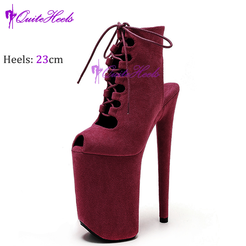 New Luminous 23CM/9Inch Gladiator Women Ankle Boots Sexy Fetish Exotic Stripper Heels Platform  Pole Dance Roman Shoes