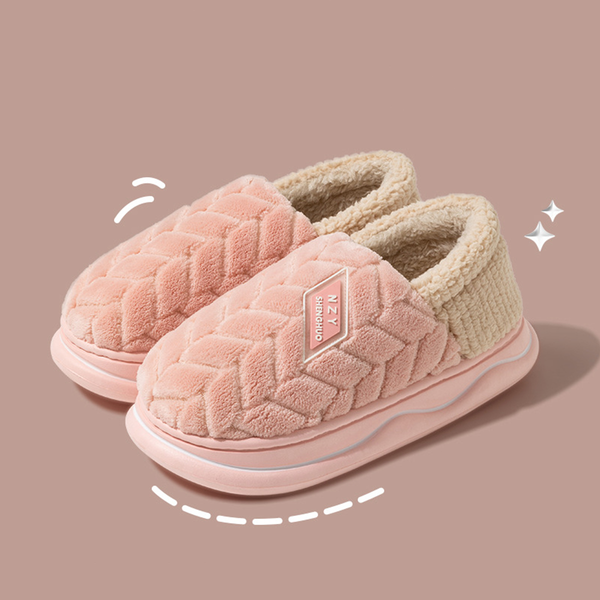 Winter Home Slippers for Women Warm Thick Sole Non Slip Indoor Slippers for Men Fluffy Bedroom Slippers for Unisex