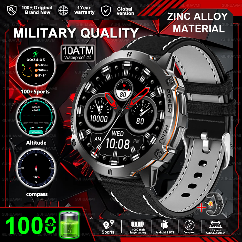 2025New T-Rex 3 GPS SmartWatch 1000mAh Battery AMOLED HD Men 10ATM&IP69K Waterproof Outdoor Fitness Military Call smart bracelet