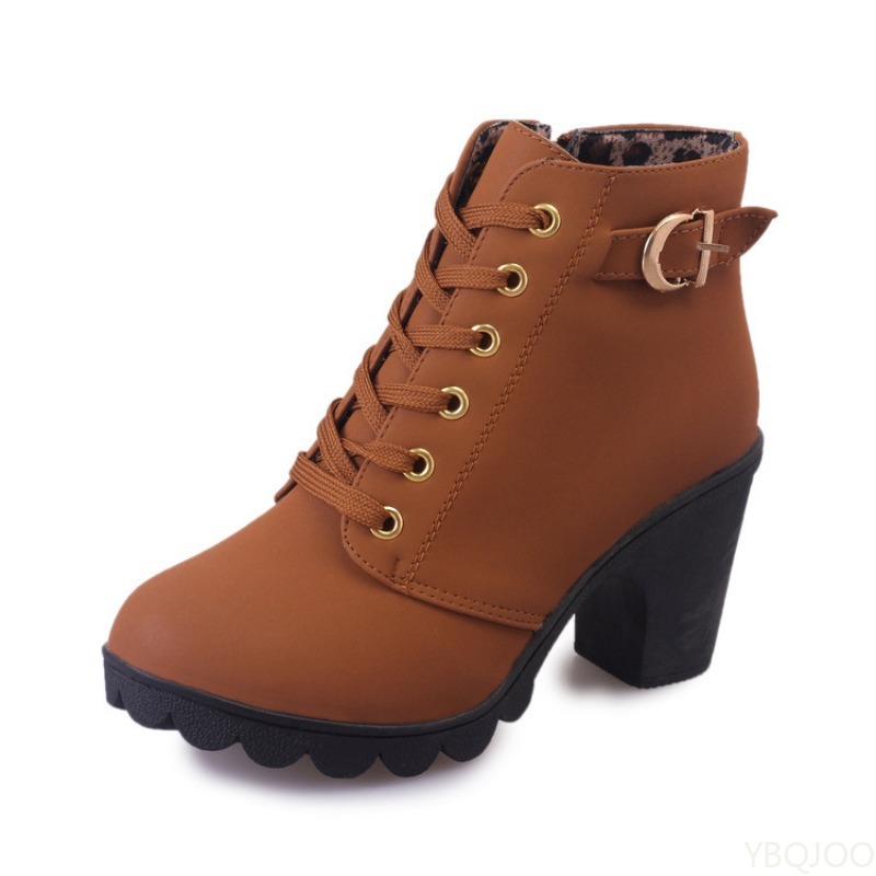 New Spring Winter Fashionable versatile Women Boots Lace-up Fashionable versatile Ladies Shoes comfortable High Heels Boots
