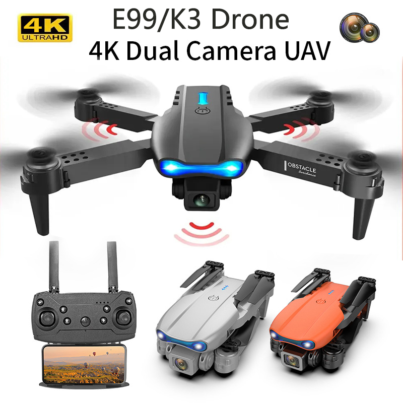 Professional Drone E99/K3 4K wide-angle HD camera WiFi FPV height Hold Foldable RC Quadrotor helicopter Camera-free Dron Toys