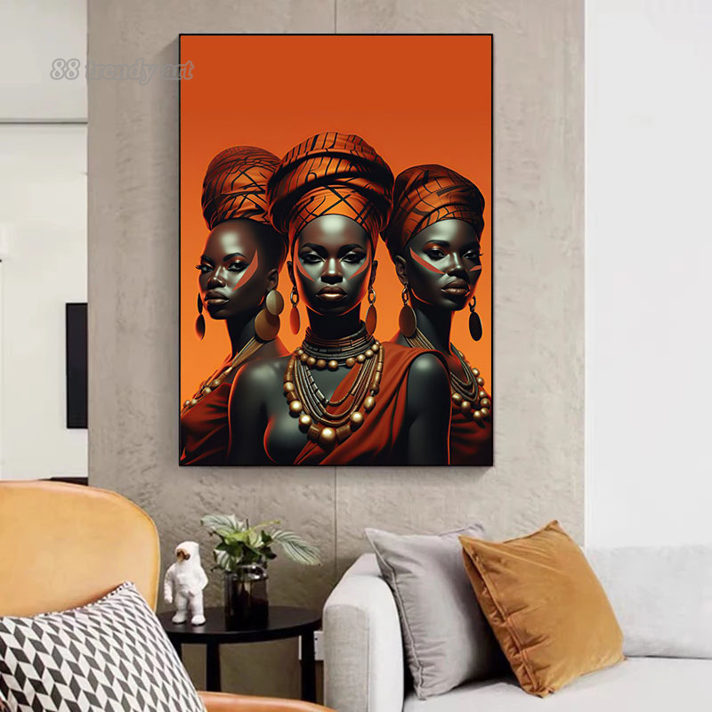 Beautiful African American Woman Canvas Psoters and Prints Sunshine Smiling Girl Pictures Portrait Wall Art Picture Home Decor