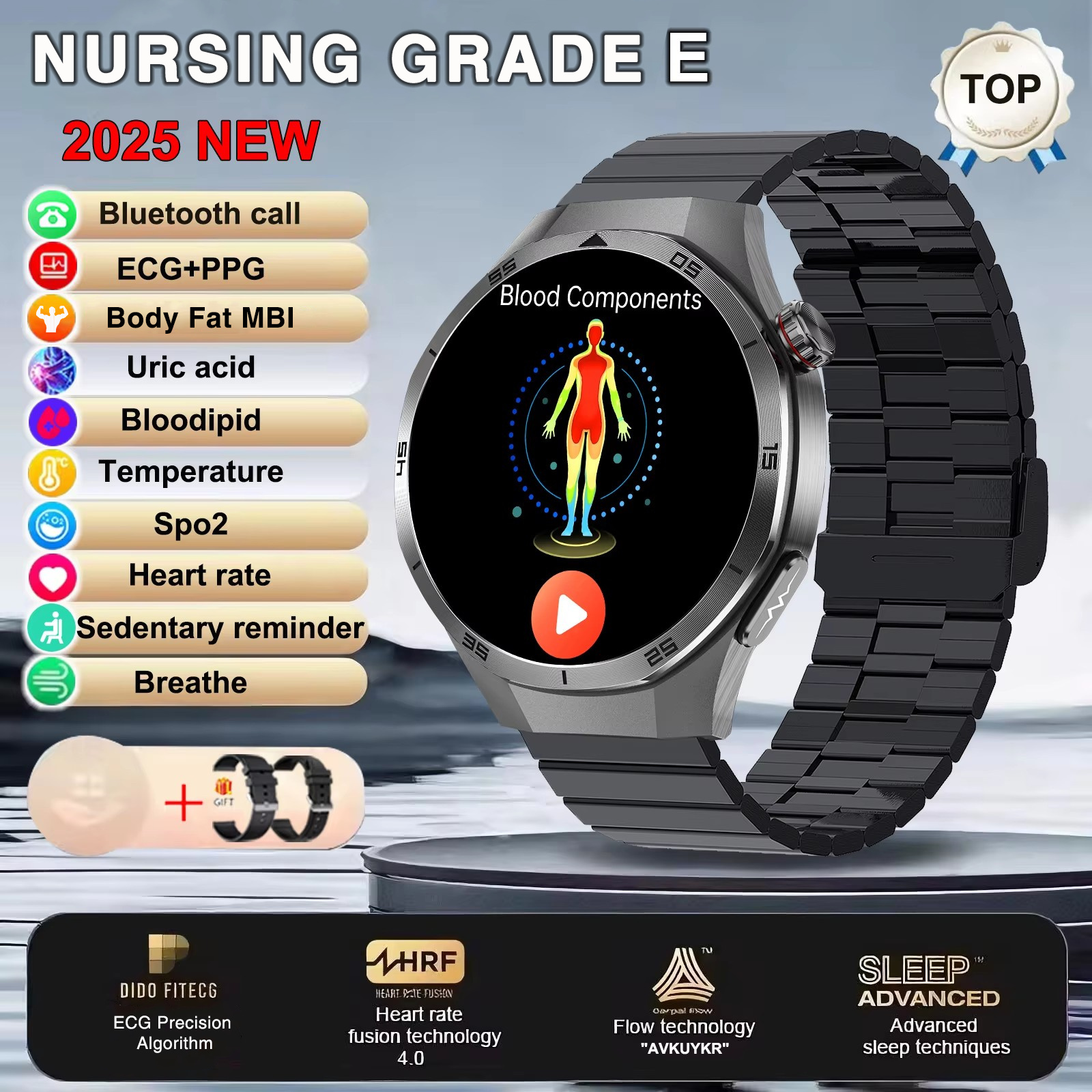 2025 New For HUAWEI ECG+PPG Three High Smart Watch Lipids Uric acid Blood pressure Smartwatch Men NFC Sport HD Call Health Clock