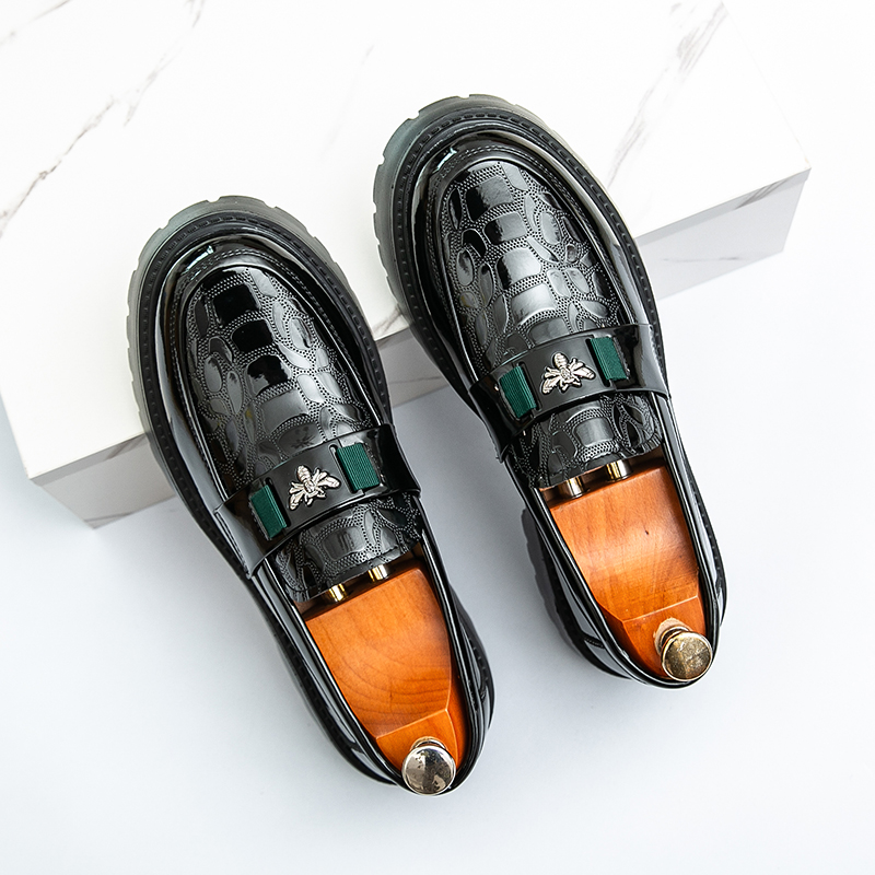 2025 Men's Round Toe Thick Soled Light Luxury Leather Shoes Loafers Non Slip Comfort Fashio Business Office Formal Dress Shoes