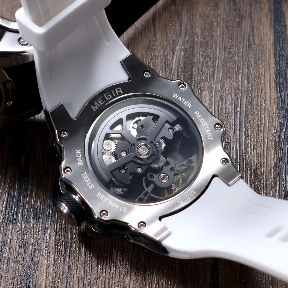 MEGIR 2243 Sport Automatic Movement Men's Watch Fashion Luxury Tourbillon Mechanical Watches for Men Relogios Masculino Relogio