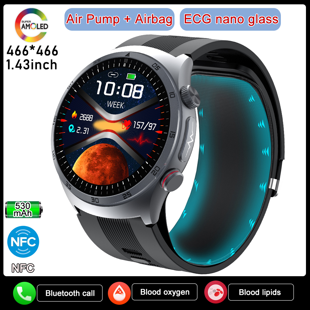Airbag Smart Watch For huawei 2025 New health watch mens air Pump True Accurately Blood Pressure watches Uric Acid Blood Lipids