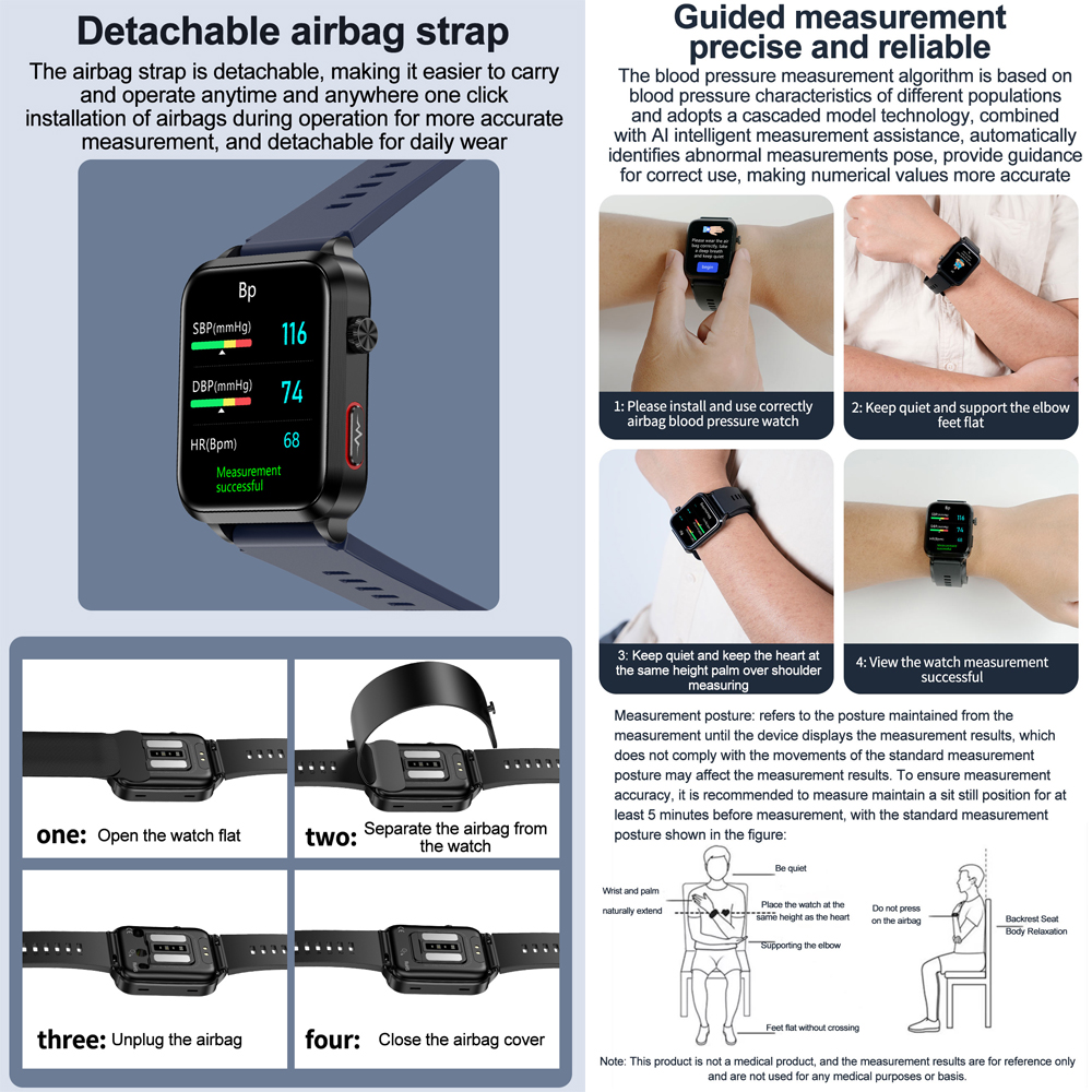 For huawei 2025 New Smart Watch air Pump ECG True Accurately Blood Pressure Airbag health watch Uric Acid Blood Lipids watch men