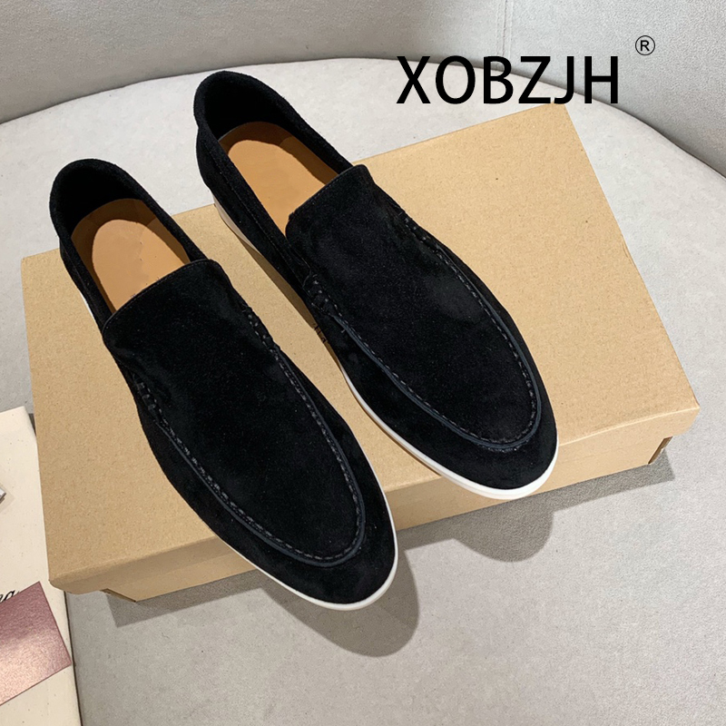 No Logo-Luxury Designer Suede Leather Men's Loafers Spring and Autumn Casual Soft Sole High Quality Cashmere Trends Flat Shoes