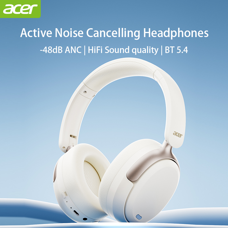 Acer OHR516 ANC Wireless Headphone 48dB Noise Canceling Hi-Res Spatial Audio Earphone with LDAC Bluetooth 5.4 Over Ear Headset