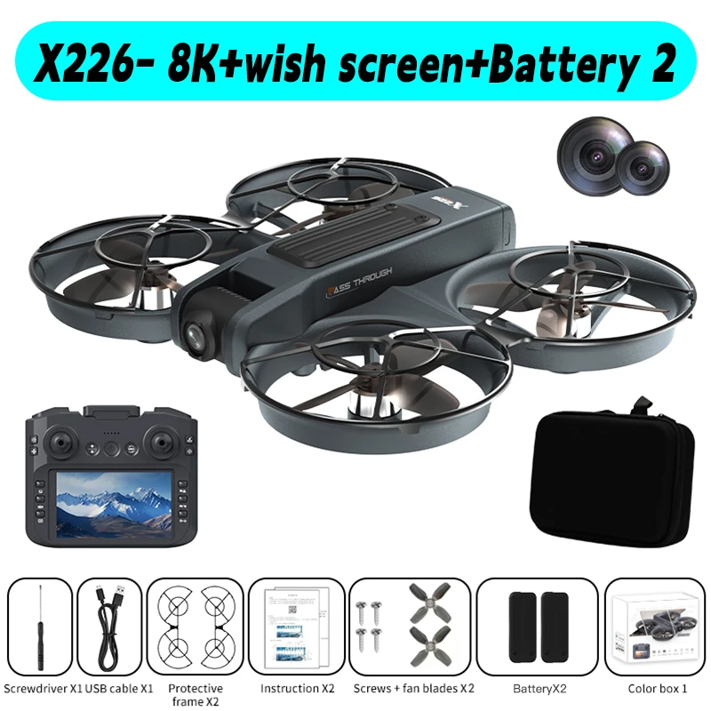 New Xiaomi Drone X226/X226VR Drones 8K Profession HD Wide Angle Camera WiFi FPV RC Helicopter Large Screen Foldable Quadcopter