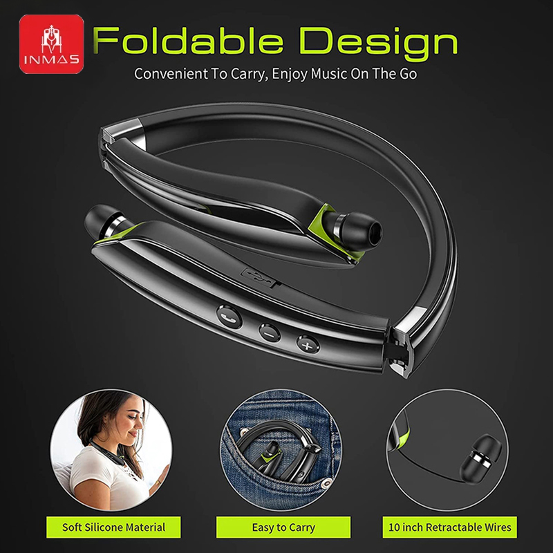 INMAS SX-991True Wireless Foldable Earbuds Bluetooth Neckband Headset Hifi Stereo Earphones Noise Cancelling Headphones With Mic