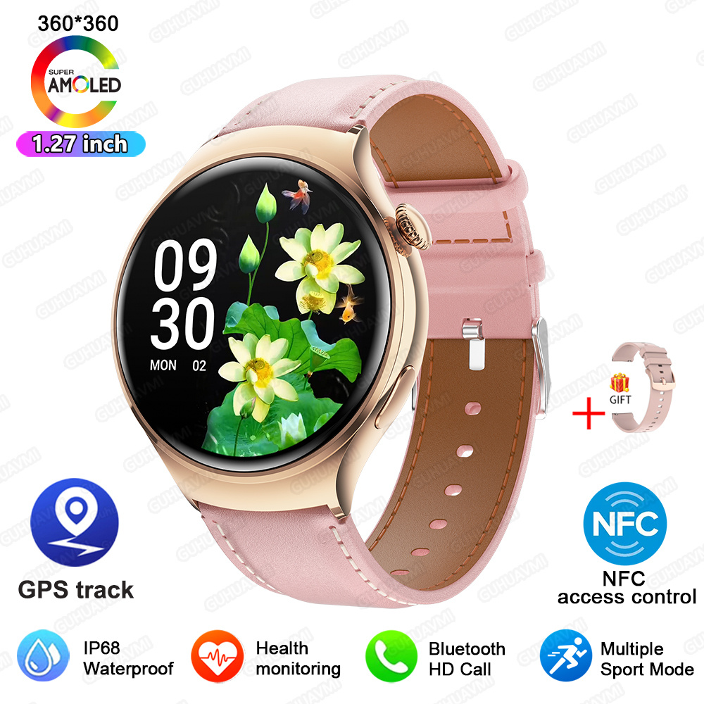 2025 New Lady Fashion Smart Watch women AMOLED HD Screen GPS Heart Rate Bluetooth Call Waterproof Outdoor SmartWatch For Xiaomi