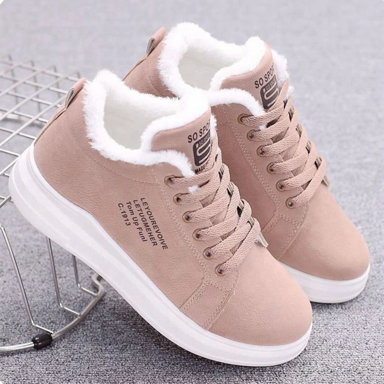 New Snow Boots Winter Outdoor Women Shoes Warm Fur Plush Lady Casual Shoes Lace Up Fashion Sneakers Platform Snow Boots