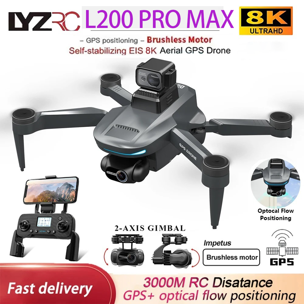 2025 New L200 PRO MAX Drone 4K Professional HD Camera 2-Axis Gimbal 360° Obstacle Avoidance Brushless GPS Quadcopter FPV RC Dron