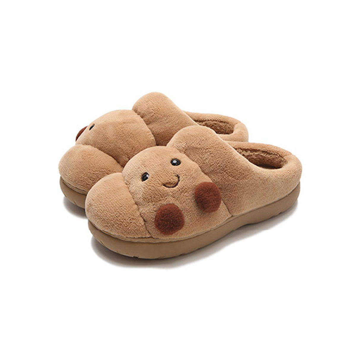 Fun Croissant Bread Cotton Slippers for Men and Women, Winter Couple Home Use, Thick-Soled Non-Slip Home Slippers for Women
