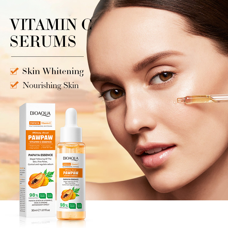 Papaya VC Brightening Serum Improve Dullness Remove Dark Spots Effective Whiten Freckle Product Moisturize Face Skin Care Beauty