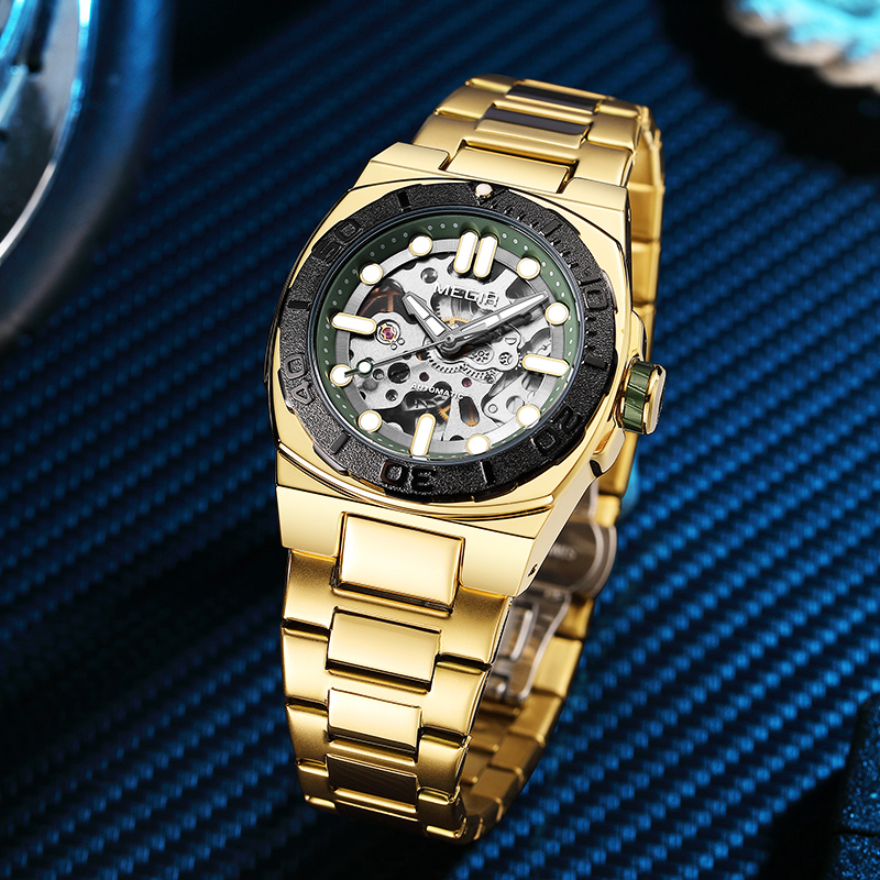 MEGIR Brand New Fashion Automatic Date Quartz Watch for Men Stainless Steel Waterproof Mechanical Mens Watches Relogio Masculino