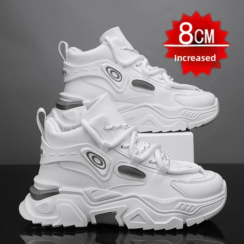 Men's High Top Dad Shoes with Thick Sole And Hidden Height 12cm Increase 10 Casual Sports Shoes for Adults Summer Synthetic