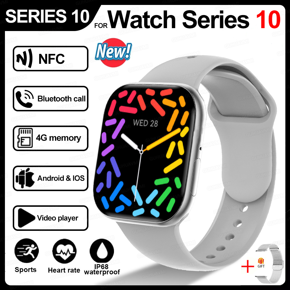 2025 New Men Smartwatch Series 10 Watch HD" AMOLED 32GB ROM Bluetooth Call Music Video GPS NFC Compass IP68 Waterproof For IOS