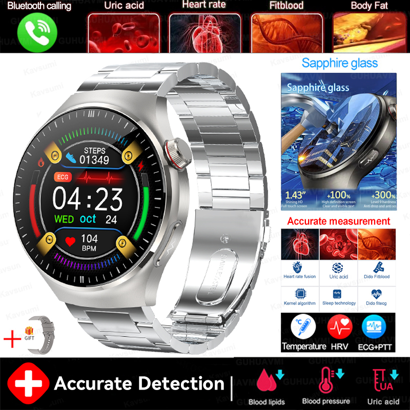 2025 New For XIAOMI Accurate Blood Lipid Uric Acid Smart Watch Men Women ECG+PPG Blood pressure Bluetooth call Health Smartwatch
