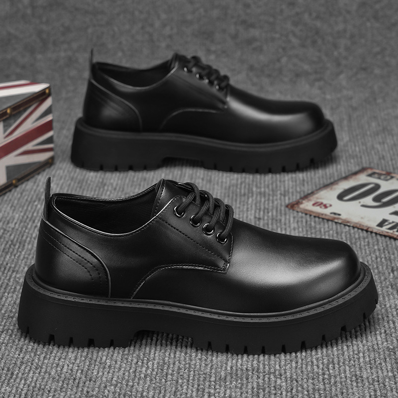 Autumn 2025 New Men's Business Derby Shoes Black Leather Loafers for Men Chef Shoes Men's Korean Platform Formal Dress Footwear