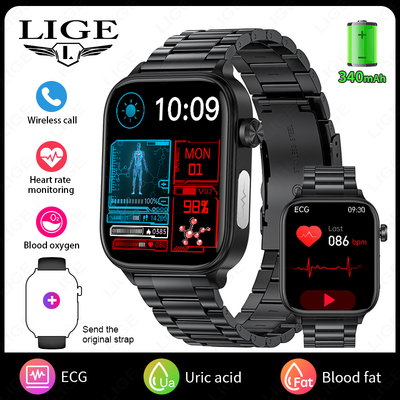 2025 New ECG+PPG Smart Watch Women Heart Rate Blood Lipid Uric Acid Women Menstrual Health Tracker Smartwatches For Android iOS