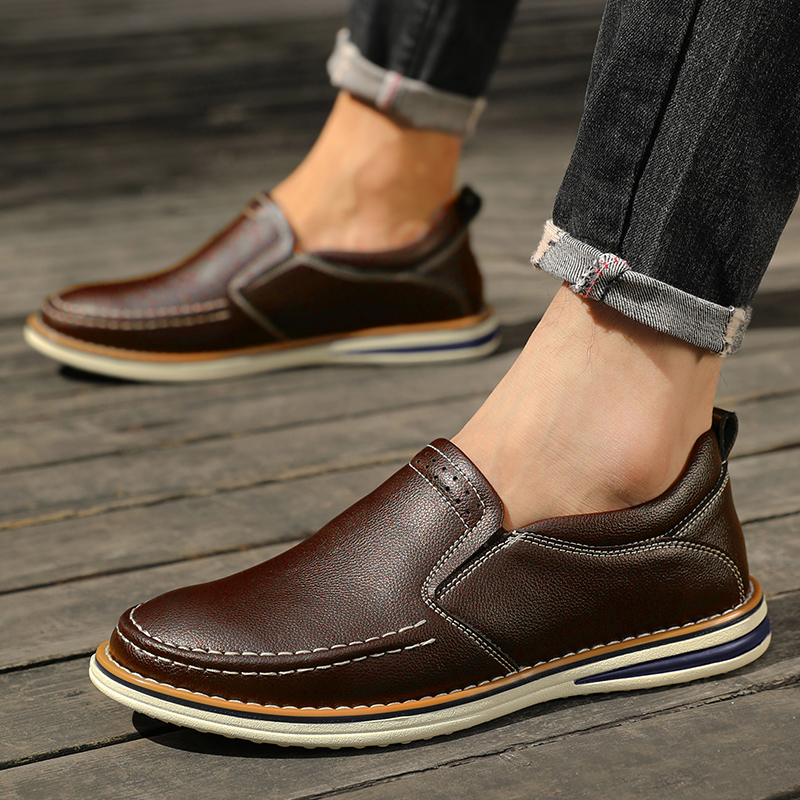 High Quality Men Casual Shoes Genuine Leather Men's Shoes Comfortable Flats Driving Shoes Outdoor Men Loafers Large Size 38-46