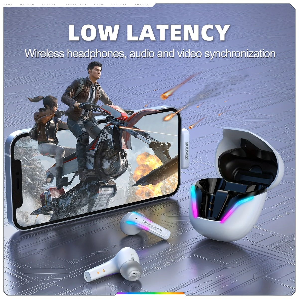 ONIKUMA T27 Wireless Earbuds Dual-mode with Touch Control 2.4Ghz Low Latency Stereo Bluetooth Headset Independent Connection