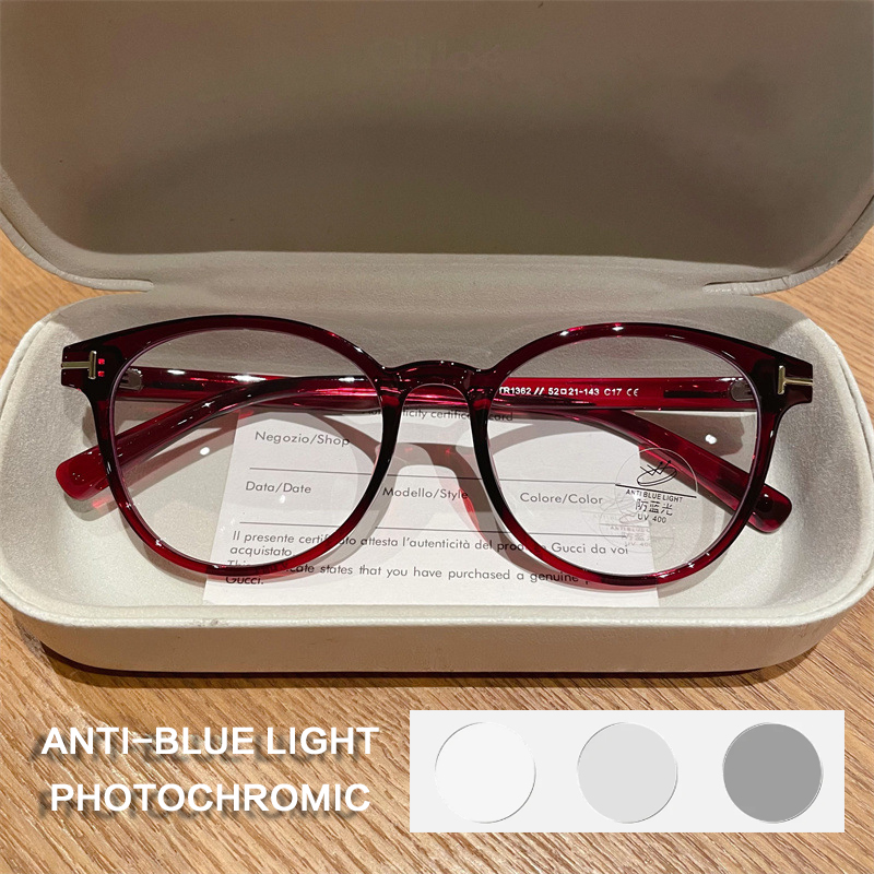 ISLINO TR90 Anti Blue Light Reading Glasses Women Photochromic Prescription Glasses Frame Luxury Hyperopia Myopia Eyewear