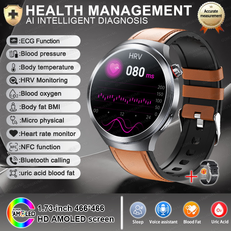 2025 New For XIAOMI Health Trackr Uric Acid Blood lipids Smart Watch Blood Pressure ECG+PPG Clock Body Analysis Smartwatchs Men