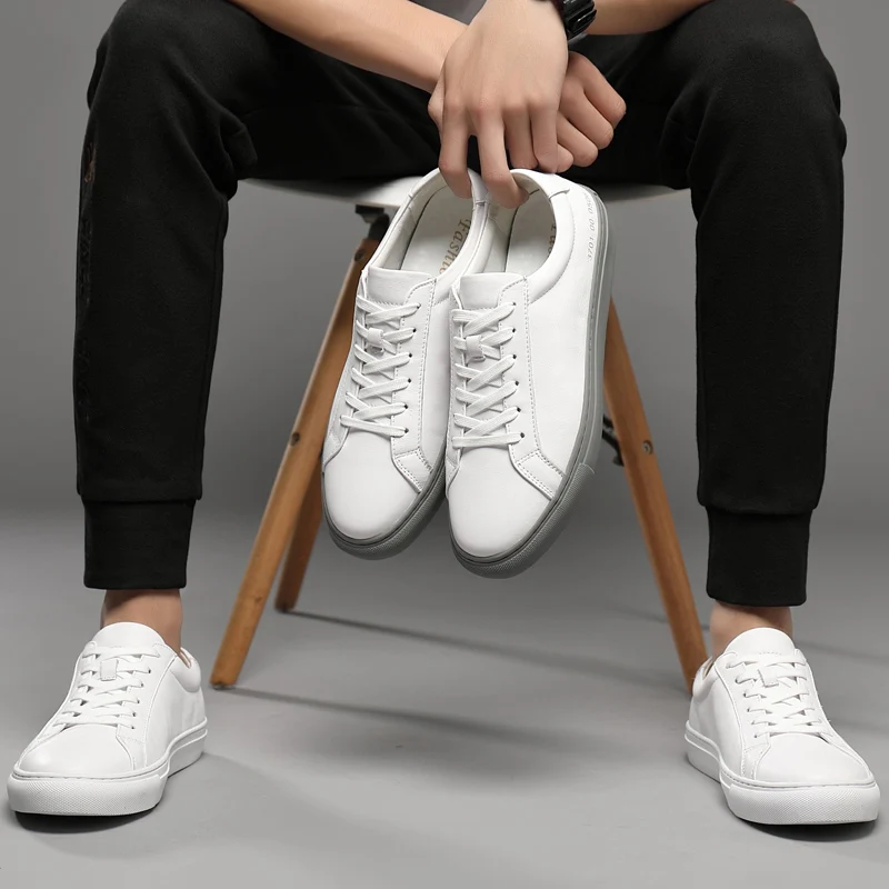 Italian Genuine Leather Men's Shoes 2024 Designer White Shoes Comfy Walking Shoes Lace-up Business Outdoor Zapatos Para Hombre