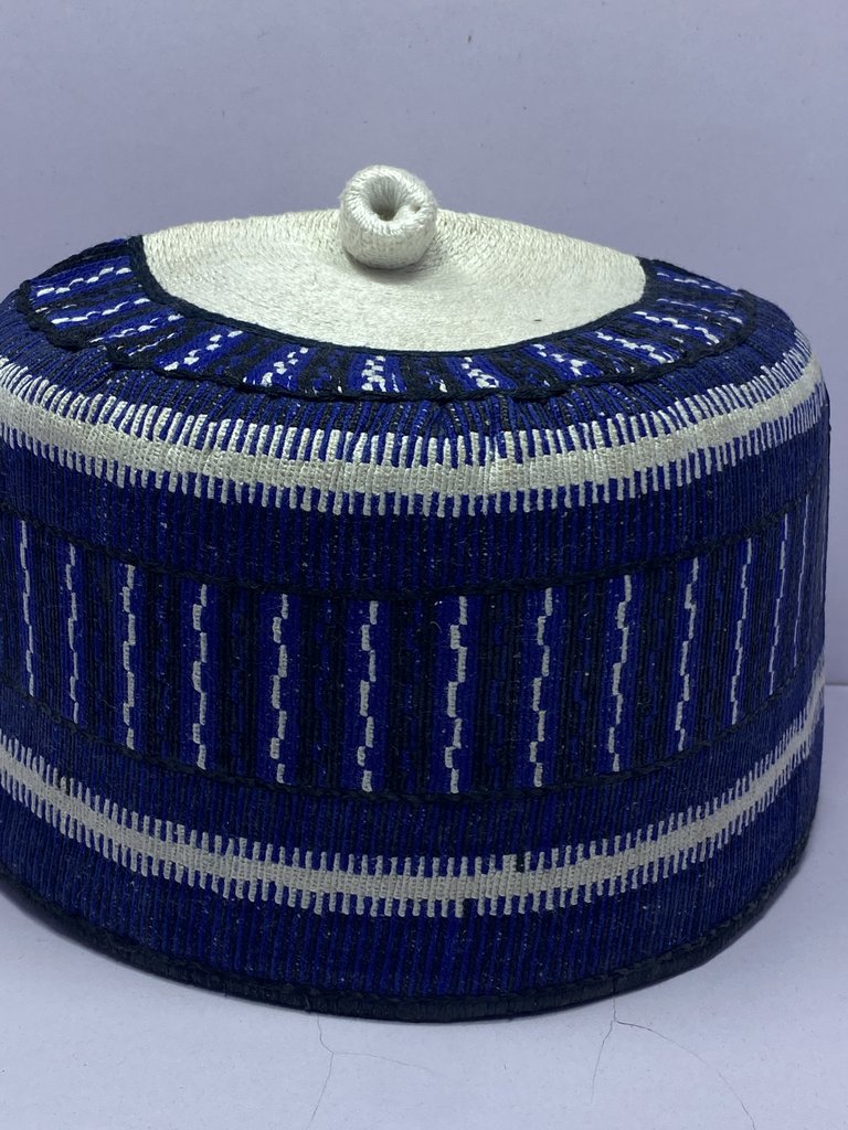 Blue Rawaram – Hausa/Fulani Cap, Kufi, Handwoven Cap, Zawa